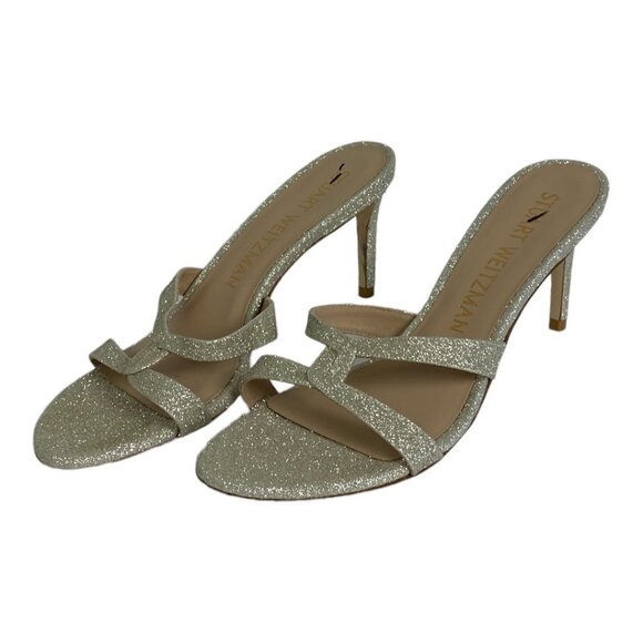 NEW Stuart Weitzman Soiree Sleek 75 Glitter Sandals Size 39 or 8.5 Wedding Shoes - Picture 4 of 12